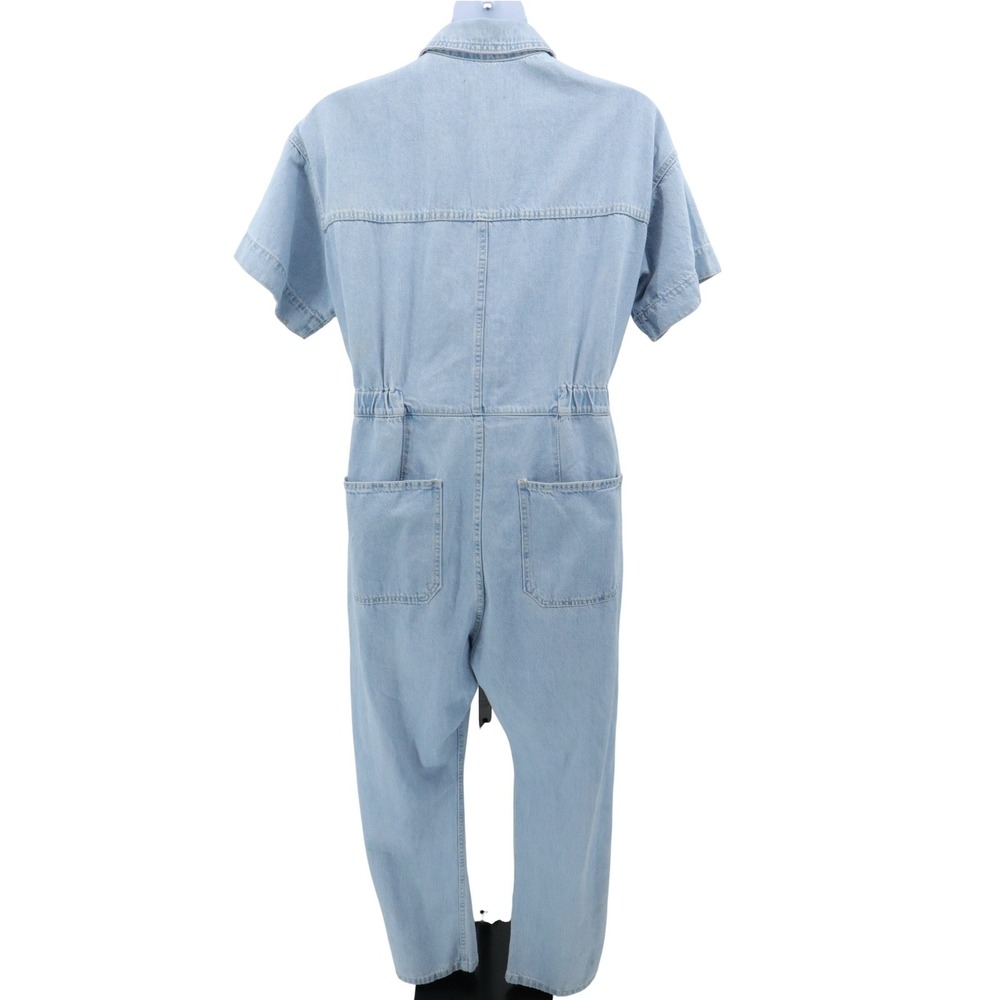 Free People We The Free Marci Denim Coverall Jumpsuit Clear Skies XL Light Wash - Picture 3 of 8